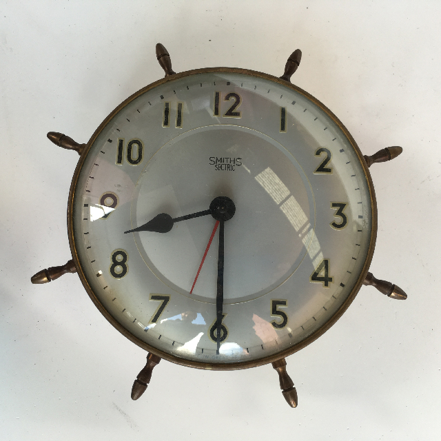 CLOCK, Wall Mount - Ships Wheel Smiths